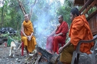 &#039;บุรีรัมย์&#039;หนาวจัดพระ-เณร นั่งผิงไฟ 